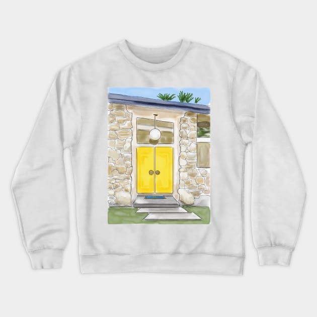 Palm Springs Yellow Door Crewneck Sweatshirt by kschowe